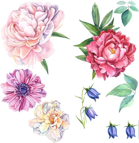 Murwall Peony Large Floral Wall Decal for Bedroom Watercolor Floral