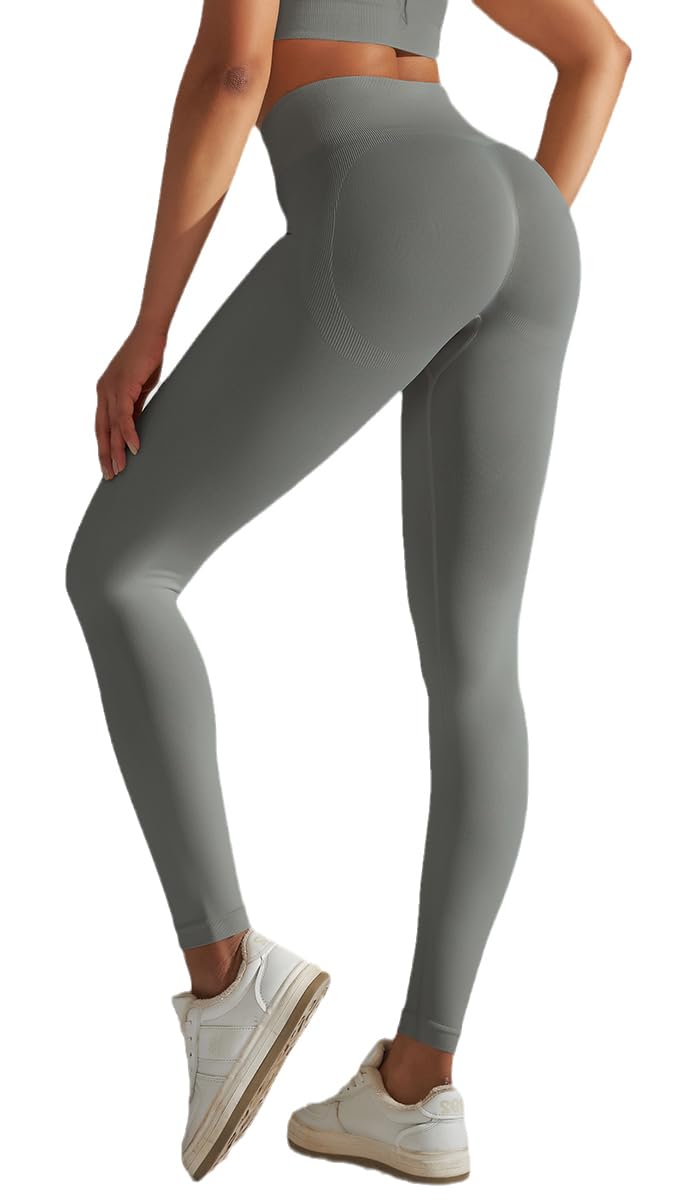 Vozobi Tiktok Trending Leggings Women's High Waist Smile Contour Booty Leggings Scrunch Butt Lift Workout Seamless Yoga Pants — view 35