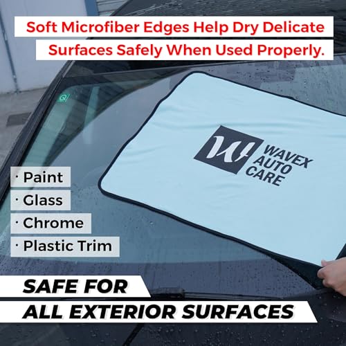 Image of WaveX Flash Dry XL Twisted Loop Microfiber Drying Towel | One-Pass Pull & Dry Car Towel | 600 GSM Ultra Absorbent (55x74 cm)
