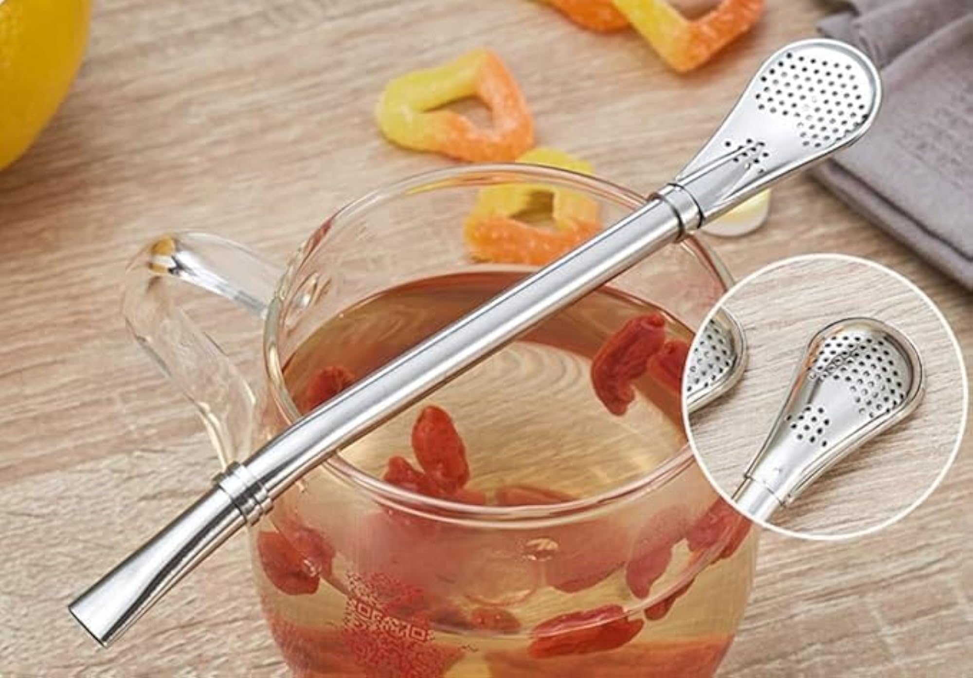 2-in-1 Drinking Straws with Filter Spoon
