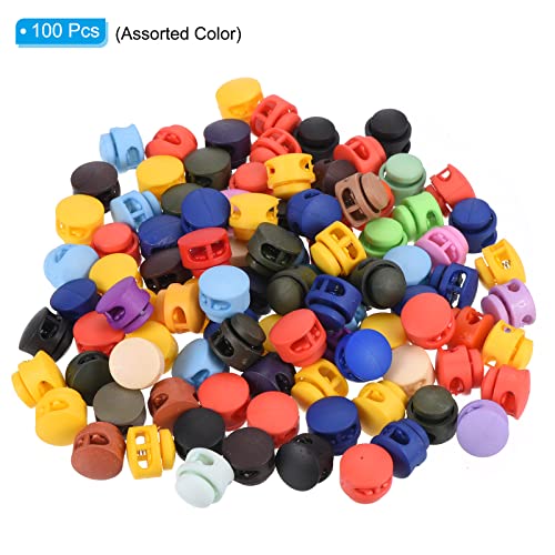 PATIKIL Cord Locks Assorted, 100 Pack Round Double Hole Spring Toggle Stopper 17mm for Drawstring Bag Shoelaces - Image 3