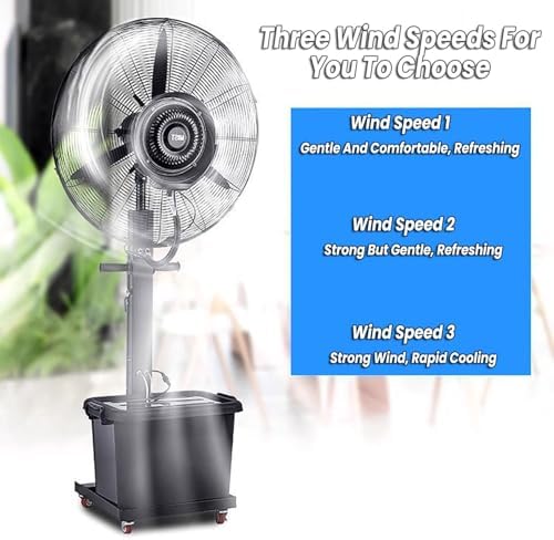 28" Outdoor Misting Fan with 11 Gallon Tank - 3 Speed Oscillating Pedestal Cooler, Ideal for Restaurant, Warehouse, Garden, Patio, Black Finish, 90° Rotation