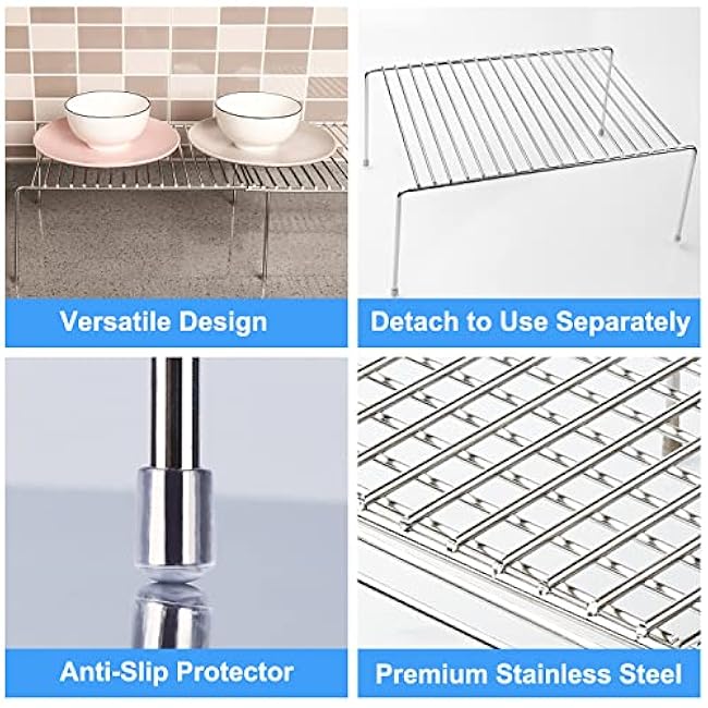 Tomorotec Space-Saving Stainless Steel Storage Rack, 12.8-22.8 in, Silver, Easy to Install, Versatile Design