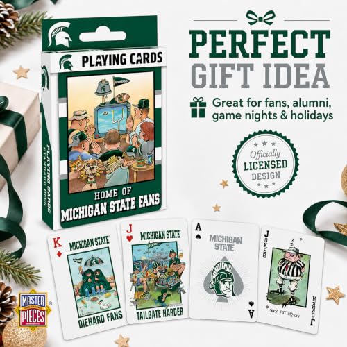 Image of Masterpieces NCAA Michigan State Spartans Playing Cards - Official Team Deck, 54 Cards - Adult