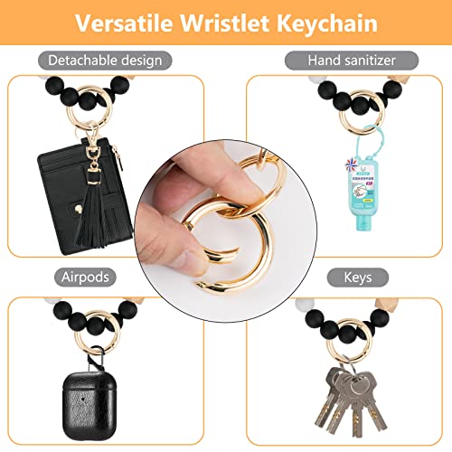 Kngitryi Wallet Keychain Wristlet For Women,Slim Rfid Credit Card Holder Purse Tassel Keychain Bangle Key Ring For Men Women (Rfid-Black, Rfid) #TOP4