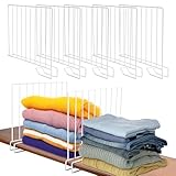 ziroland 8-Pack 9" Tall Metal Shelf Dividers for Closet Organization, Wardrobe, Bookshelf, Cabinet, Cupboard - Closet Shelf Dividers - Easy to Install - No Tool - White PE Coating Steel