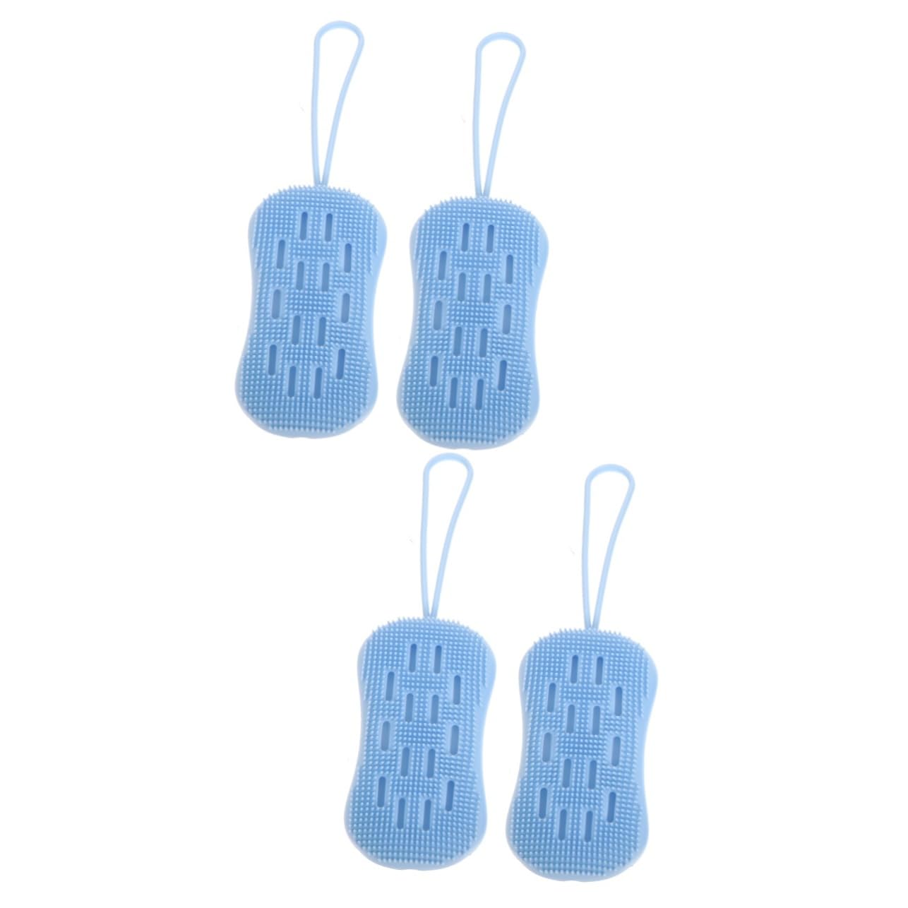 Healvian 4piezas Esponja De Baño Multifuncional Cepillo De Limpieza y Masaje Para Cuerpo Herramienta De Ducha Cuerda Para Colgar Para Uso Diariamente Espacios Reducidos