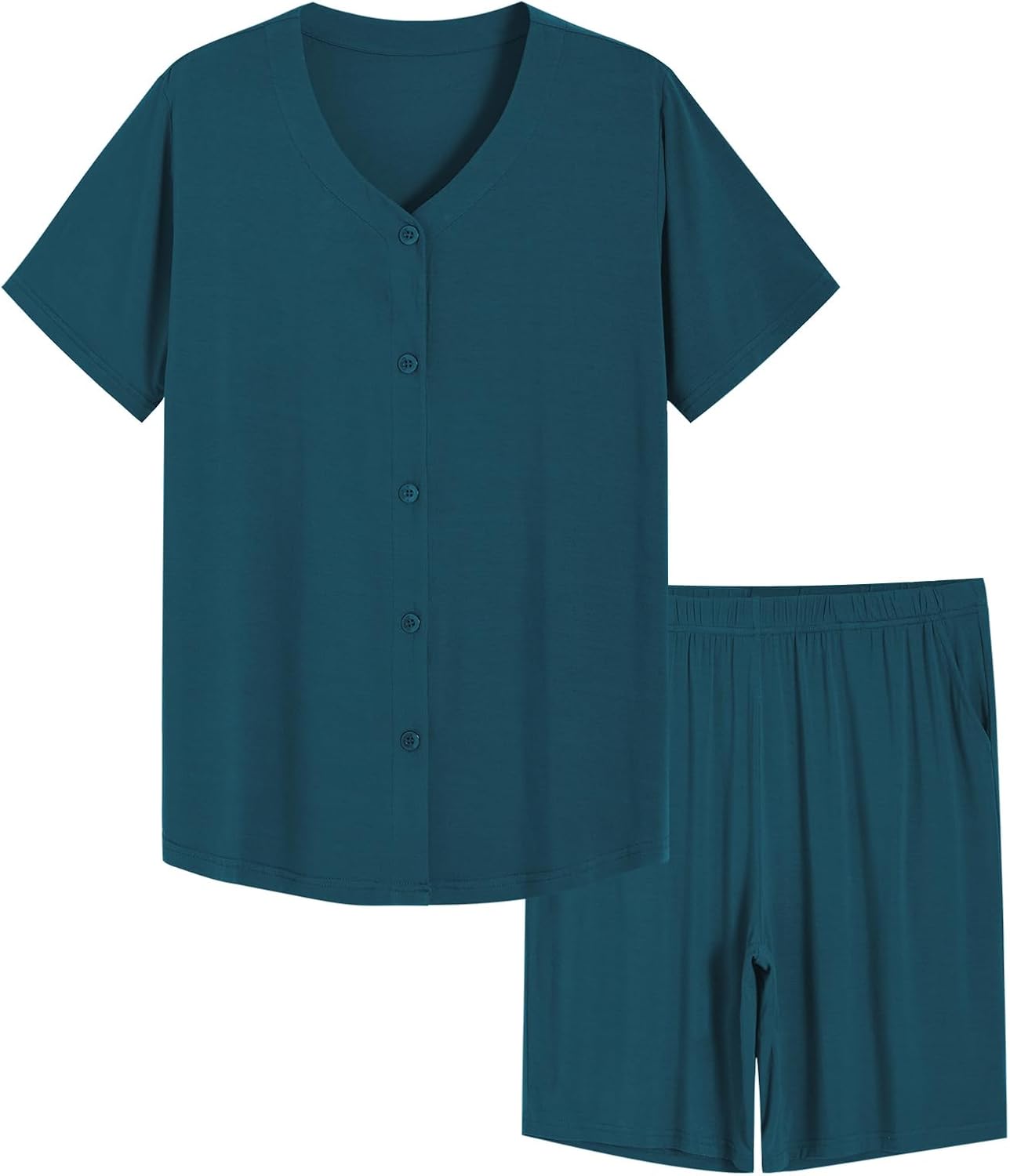 Latuza Women's Bamboo Viscose Bermuda Pajama Shorts Set Button Down Pj Set