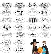 Twpribarn 28 Pcs Reusable Face Painting Stencils Kit - Large & Small Templates For Halloween & Parties - View #3