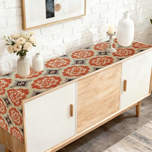 Image of Nuxovilar Retro Geometric Table Runner Flax 13x72 in