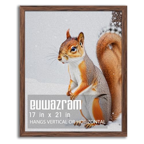 euwazram Rustic Walnut 17x21 Frame - Single Frame 17 x 21 Poster Frame for Artwork Puzzles Photos and Movie Posters Picture Frames