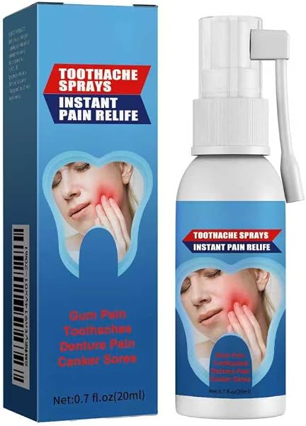 Toothache Relief Spray for Adults, Instant Pain Relief Oral Spray for Wisdom Teeth Inflammation, Swollen Gums, Canker Sores & Denture Pain, Anti-Inflammatory & Swelling Soothing Spray, 0.7 fl.oz/20ml. - 1