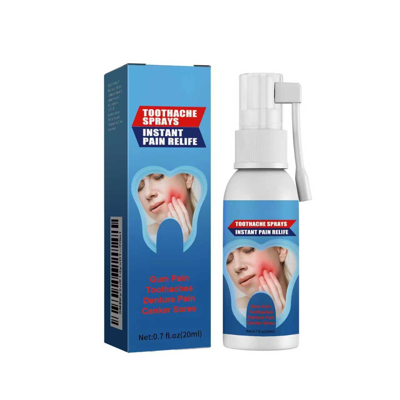 Toothache Relief Spray for Adults, Instant Pain Relief Oral Spray for Wisdom Teeth Inflammation, Swollen Gums, Canker Sores & Denture Pain, Anti-Inflammatory & Swelling Soothing Spray, 0.7 fl.oz/20ml.