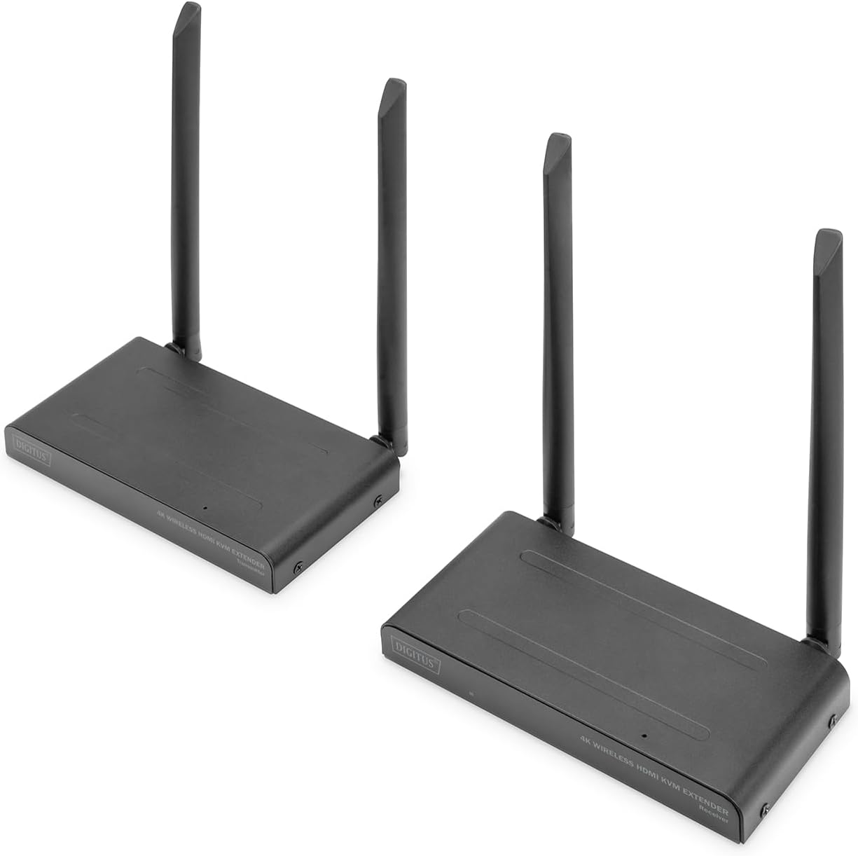 DIGITUS DS-55328 Wireless HDMI KVM Extender/HDMI Splitter (1:4) - UHD 4K/30Hz - 150m Range - Set: Transmitter and Receiver - Loop-out, IR Infrared - HDMI 2.0 and HDCP 2.2