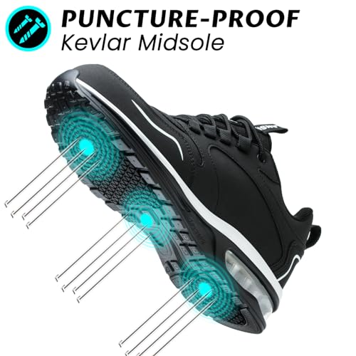 Image of LANSNBO Waterproof Steel Toe Shoes for Women Non Slip Sneakers | Work safety protection, puncture proof sole, comfortable lightweight, for industrial construction food service jobs