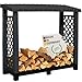 Produktbild NYVI Kaminholzregal mit Dach & erhöhtem Boden für Außen - Recycelter Kunststoff - Wetterfest, Stabil, Langlebig - Kaminholzunterstand 114x102x47 cm Schwarz Outdoor - einfache Montage ohne Werkzeug