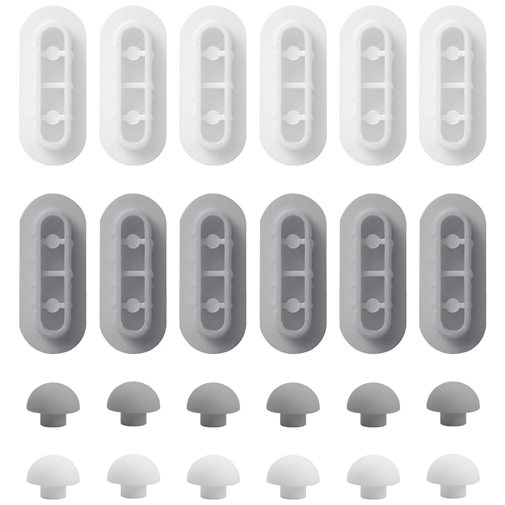 Trketk White, Grey 24 Pcs Toilet Seat Buffer Bumpers, Universal Wc Replacement Cushioning Pads Great Buffering Toilet Seat Stabilisers Push-In Bumpers Noise Dampening Gasket Set For Family Hotels