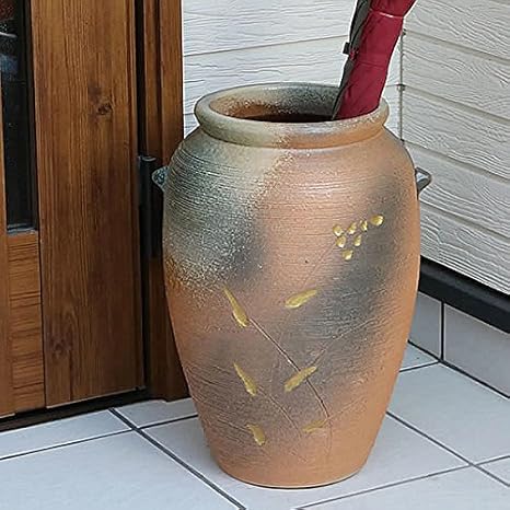 Amazon 信楽焼 金花耳付きつぼ型傘立て しがらき焼 笠立て 陶器 おしゃれ Kt 0327 傘立て オンライン通販