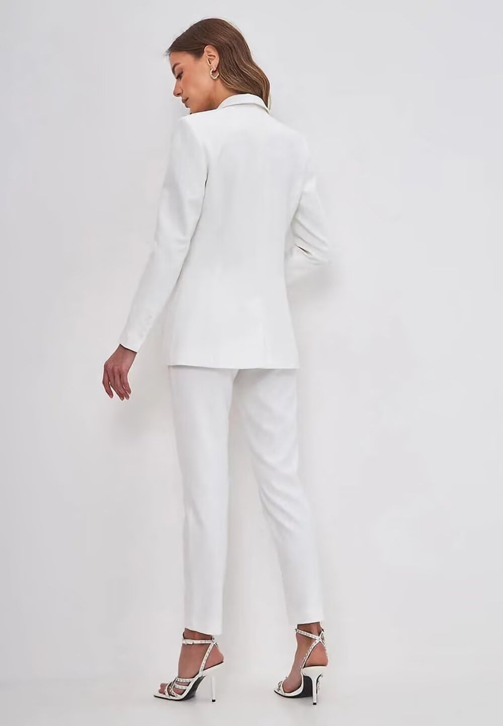 Women's Business Blazer Pant Suit Set for Work 2 Pieces Set One Button Jacket Tuxedo Wedding (Blazer+Pants)