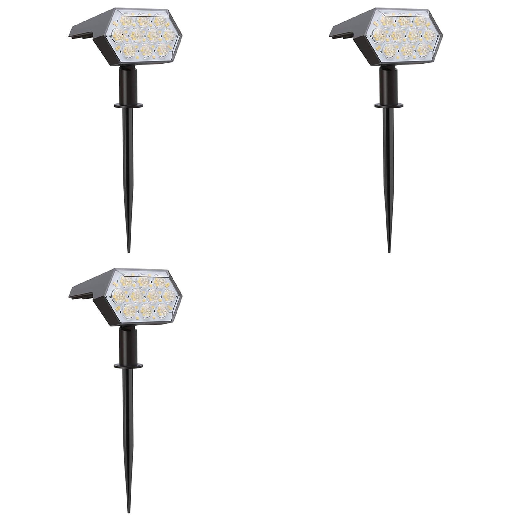 Hndhbfgrt 3X Solar Spot Lights 92 LED Outdoor Garden Landscape Pathway Wall Lights Waterproof