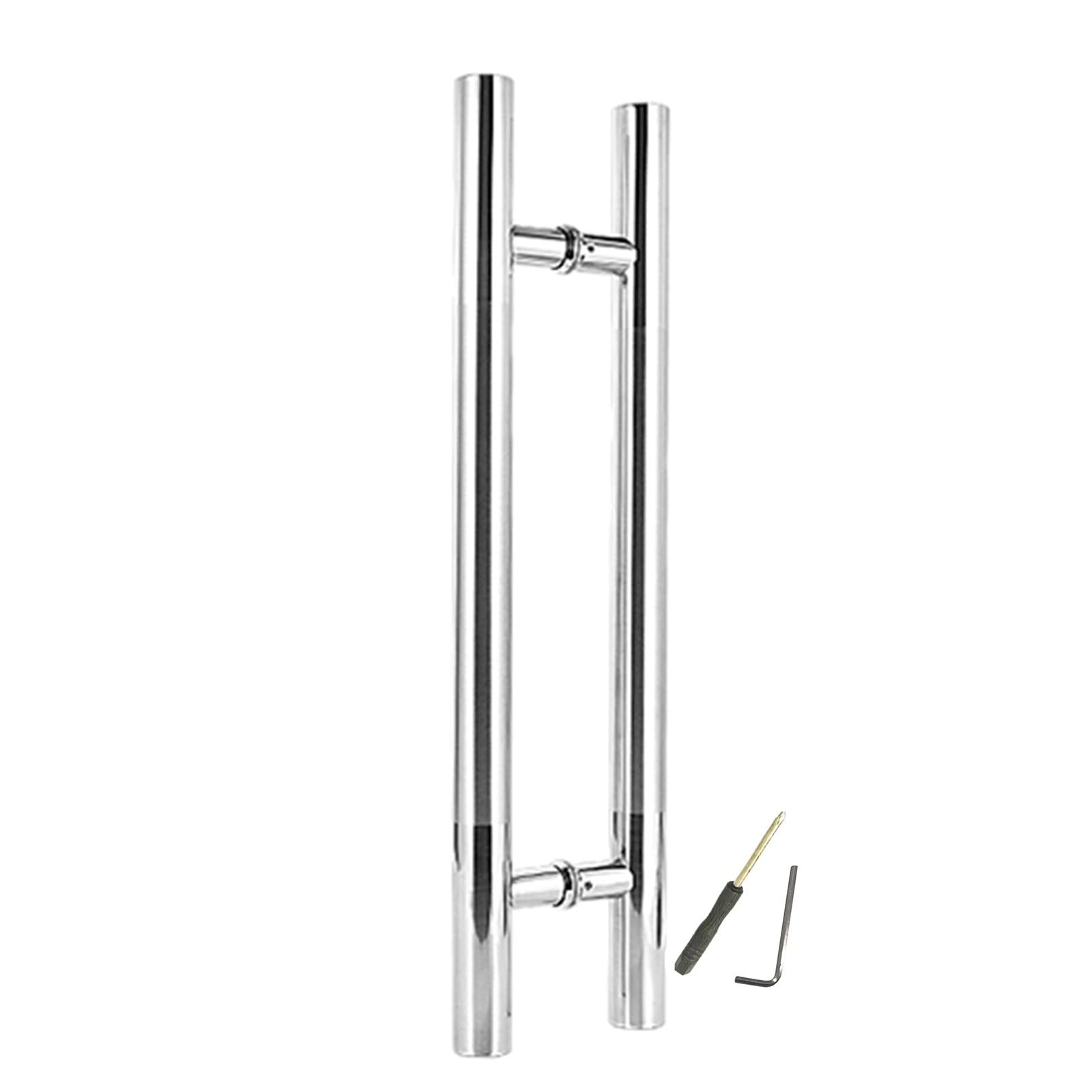 DFGHNBVC Door Handle Round Barn Door Handle,Modern Double Side Stainless Steel Glass Door Handle/Wooden Grab Bar,Push Pull Sliding Door Bathroom Hardware,Silver-Length 100Cm(39.5Inch)