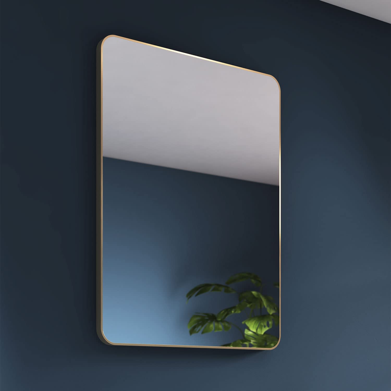 Pebble Grey Brushed Brass Bathroom Mirror 600x800mm - Jett Rotatable Bathroom Wall Mirror, Aluminium Framed Wall Mounted Vanity Bedroom Mirrors, Rectangular Mirrors for Bedroom, Living Room & Hallways