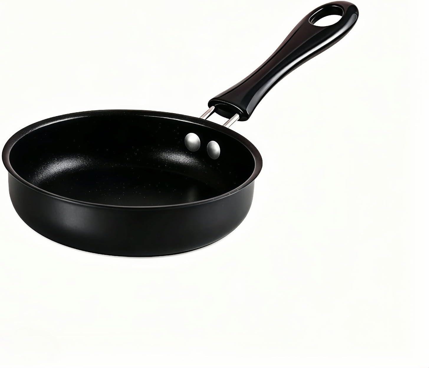 Mini Egg Frying Pan, 4.7 Inch Nonstick Cast Iron Skillet with Heat Resistant Handle, Portable Induction/Gas/Electric Stove Compatible Small Pan for Single Egg, Pancakes, Breakfast(Black)