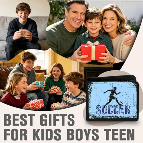 Image of Kids Wallet for Boys, Cool Wallets for Teen Son Ages 4 5 6 7 8 9 10 11 12 13 14 15 16, Leather Bifold Purse with Coin Pocket ID Window, Christmas Birthday Gift for Kid Men Boy Youth Guys