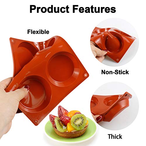 3 Pcs Silicone Muffin Top Pans For Baking, 6-Cavity Non-Stick 3" Round Whoopie Pie Pan/Mini Tart Pan For Egg Cloud Bread Bun English Muffins Sandwiches Bakeware Mold #TOP6