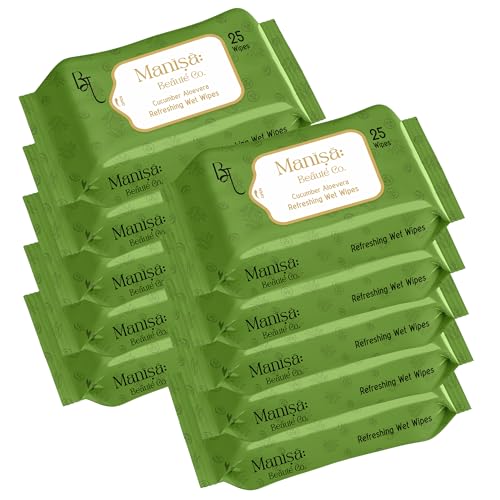 Image of Co. Cucumber & Aloe Vera Refreshing Wipes | Alcohol-Free, Paraben-Free, Vegan Face Wipes | Hydrating& Cooling Facial Wipes with Glycerin, 250 Wipes (Pack of 10)