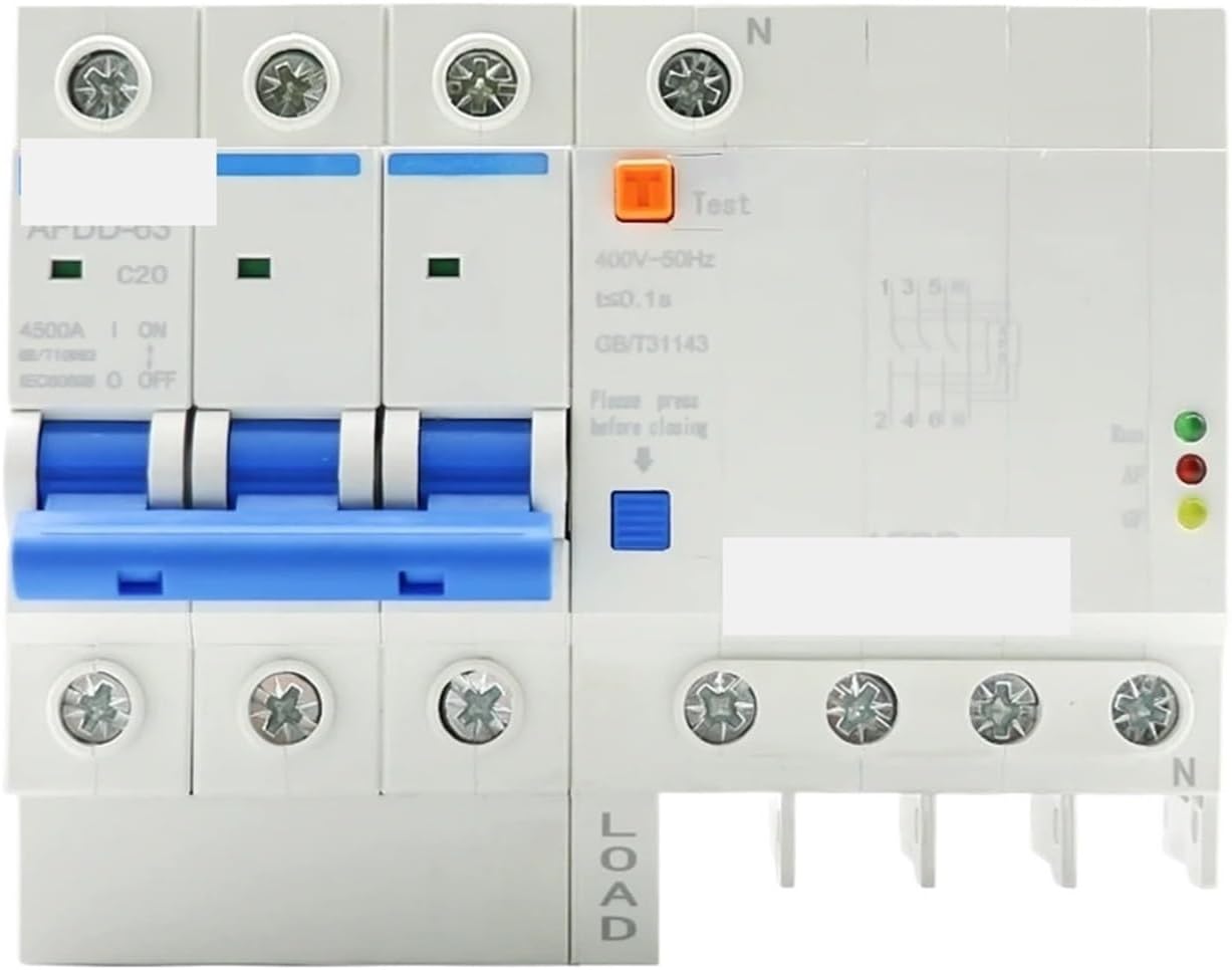 Circuit Breaker AFDD 63 220V 3P+N Fault Arc Protector Circuit Breaker Short Circuit Protection Overload Protection Leakage Protection RCBO MCB(1P and N,32A)