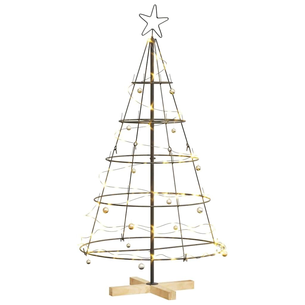 Albero di Natale Artificiale a Pigna con Supporto Nero in Acciaio, Design Conico Moderno, Christmas Tree, Decorazioni Natalizie, Adatto per Casa e Ufficio, Nero, 125 cm
