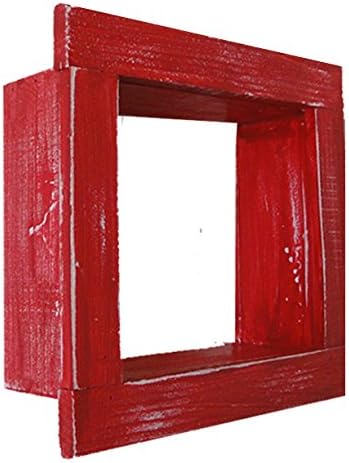 Square Wood/Wooden Shadow Box Display - 12" x 12" - Red - Decorative Reclaimed Distressed Vintage Appeal