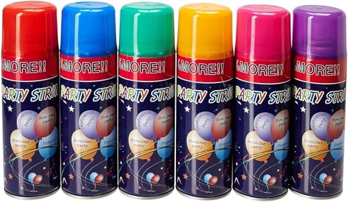 6 Pack Party Streamer Spray String in a Can – 3 oz Each – Fun Party Favors & Decorations for Kids’ Parties, Events, Holidays, Birthdays, and...