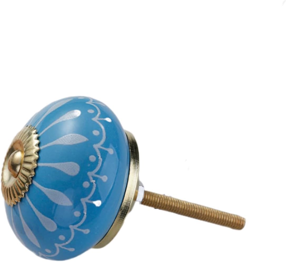 Tnbccxn Blue White Long Cabinet Handles, Cabinet Handles,Round Ceramic Furniture Knob(Blue White Long)