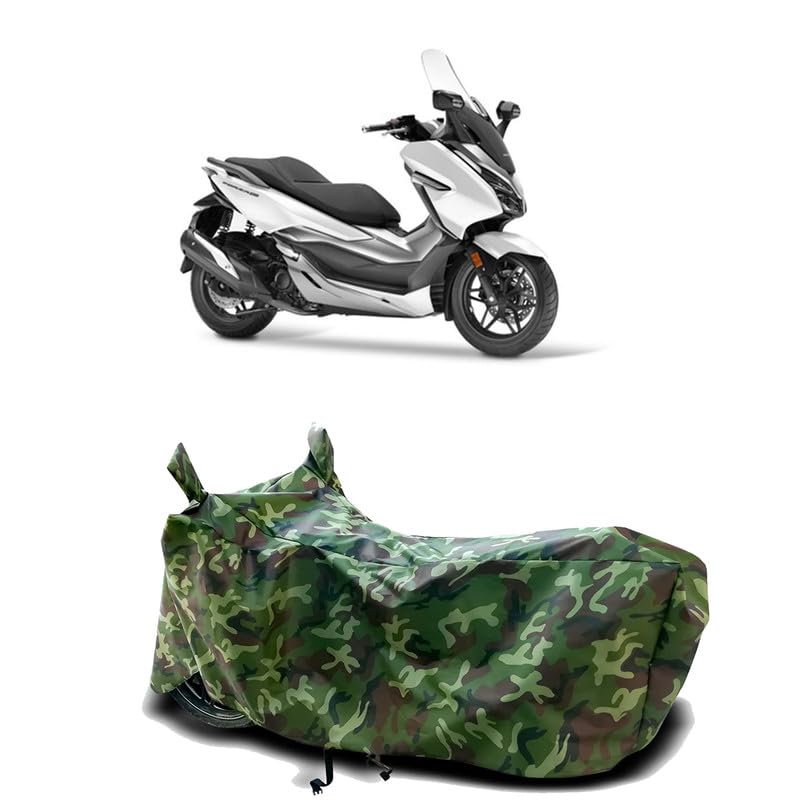 Image of DUFFEL-100% Heat Protection Two Wheeler Bike /Scooty Body Cover for Honda Forza 300 BS6 Water Resistance /UV-Rays /Birds Dropping /Scratchproof /Dust Proof /Waterproof[Green Jungle Print]