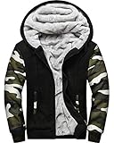 MACHLAB Men's Pullover Winter Workout Fleece Hoodie Jackets Full Zip Wool Warm Thick Coats ArmyBlack#W918 XL