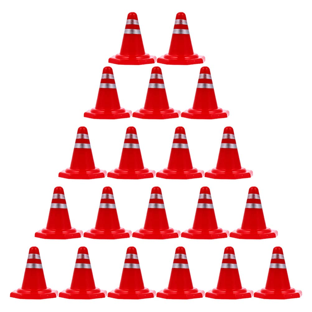 Toddmomy 50pcs Miniature Traffic Safety Cones with Reflective Collars Unbreakable PVC Orange Construction Cones for Micro Landscape Sand Table Toy