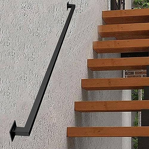 Escalera de hierro forjado il 2,4 m de largo Bannister de metal para escaleras, tubos cuadrados, barandillas de mano, uso interior y exterior