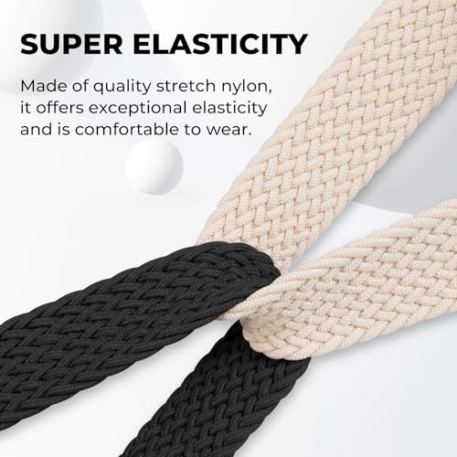 AidorMax Nylon Watch Strap 22 mm with Adjustable Magnetic Clasp for Men and Women, Comfortable Fit, Elastic Replacement Strap for Smartwatches and Watches (Black)