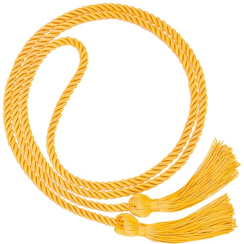 Image of TecUnite Graduation Cords Honor 2026 Polyester Yarn Decorative 67 inch Long Garland Twist Ties with Tassels for Bachelor Gown Graduation(Gold)