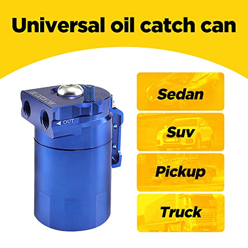 Image of AOCISKA Aluminum Oil Catch Can,Baffled Oil Catch Can Kit,300ml Oil Reservoir Tank,Oil Separator Catch Can with Hose Kit,Universal Oil Catch Can Tank Polish Baffled Reservoir (Blue)