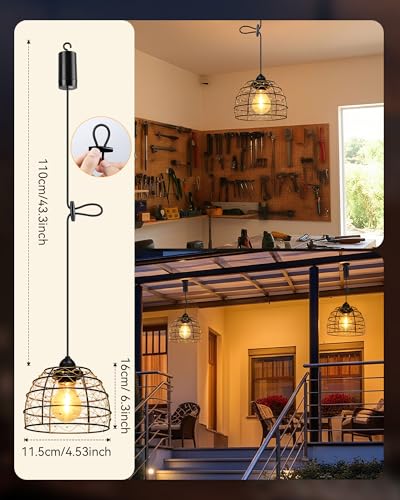 FabStyl Hängelampe mit Batterien betrieben für Außen Innen, 2 Stück Boho LED Lampe Pendelleuchte mit Fernbedienung Helligkeit einstellbar, Timer IP65 wasserdicht für Garten Terrasse