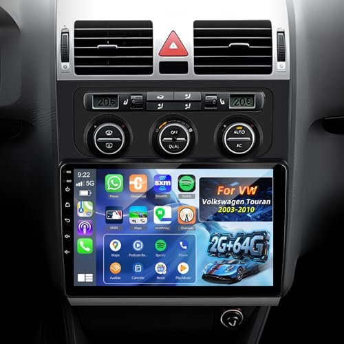 [2G+64G] Android Autoradio pour VW Volkswagen Touran 2003-2010 avec sans Fil Carplay et Android Auto, Écran Tactile HD de 10,1 Pouces avec...