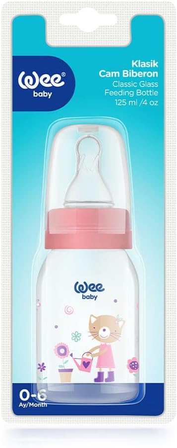 Wee Baby Klasik Cam Biberon 125 ml Pembe 0-6 Ay