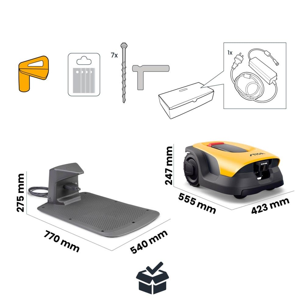STIGA Robot cortacésped A 10 V, 25,2 V, 18 cm, cámara AI, paquete de conectividad de 10 años, carga automática, jardines de hasta 1000 m²