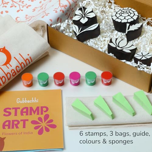 Image of Wooden Stamp Art Flowers for Kids 3+ Yrs, 4 to 8 Years | DIY Art & Craft Toy with Wooden Stamps | Montessori Inspired Learning Toy | Non Toxic | Handmade in India | Screen Free Toys