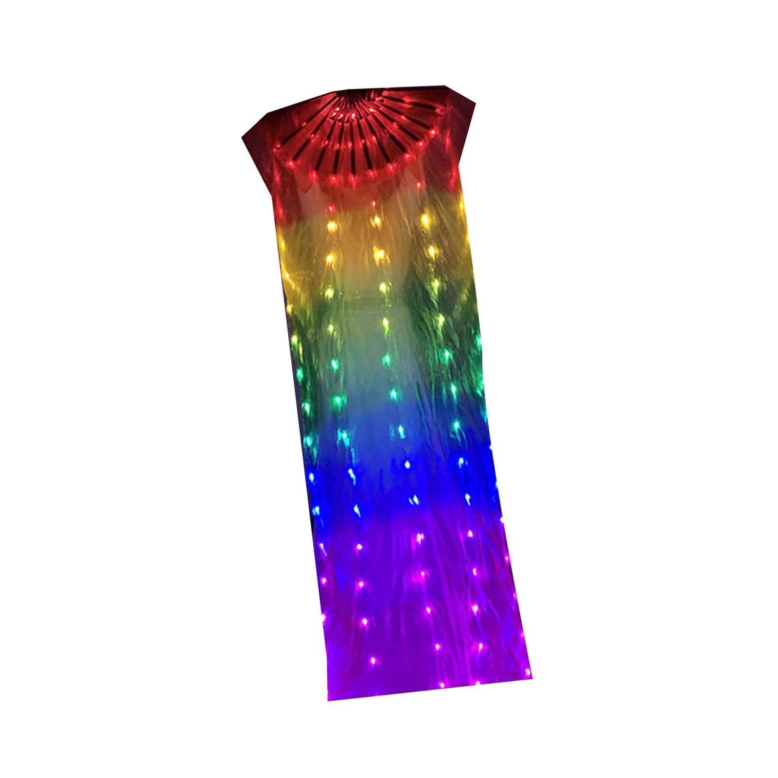 Fluxioxtna Flexible LED Belly Dance Fan Rainbow Colorful Light Up Long Folding Fan Veil For Night Performances And Celebration