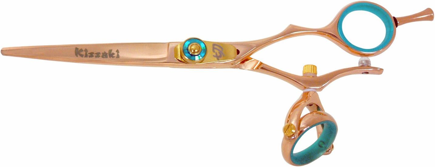 Kissaki Hair Scissors Gokatana 6.0 inches Double Swivel Rose Gold B Titanium Hair Cutting Shears
