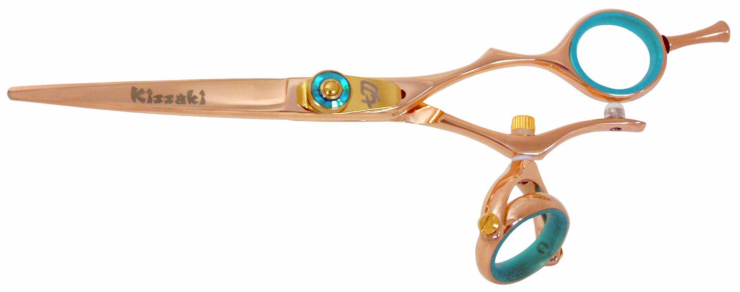 Kissaki Hair Scissors Gokatana 6.0 inches Double Swivel Rose Gold B Titanium Hair Cutting Shears
